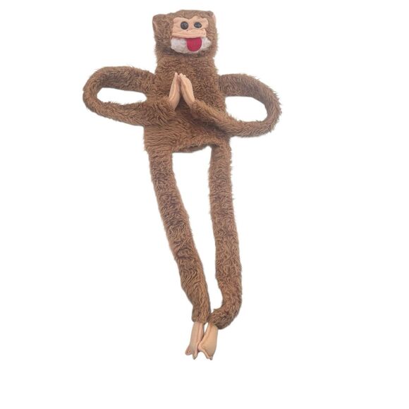 VTG 1980 FURRY HUGGEMS 38" Brown Tan Hanging Full Body Hand Monkey PUPPET Korea - Picture 1 of 16